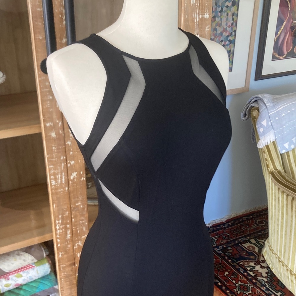 Chic Black Mesh Cutout Mini Dress